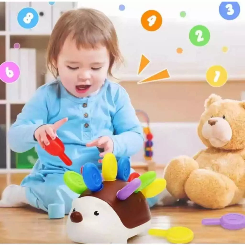 Brinquedo Sensorial Infantil Porco-Espinho Montessori – Jogo Educativo de Habilidades Motoras