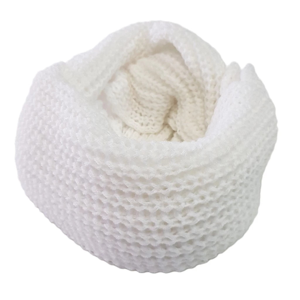 Cachecol Feminino de Tricô em Lã com Duas Voltas