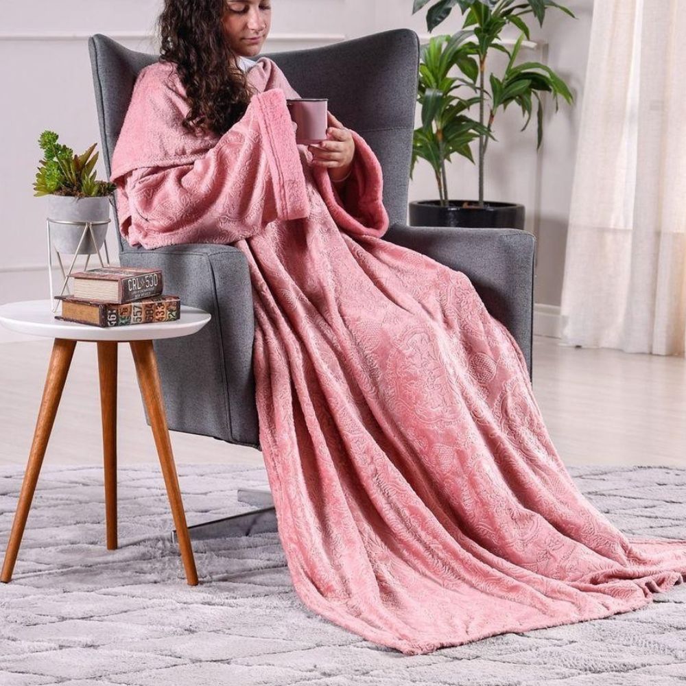 Cobertor Casaco Unissex com Mangas e Capuz para Inverno