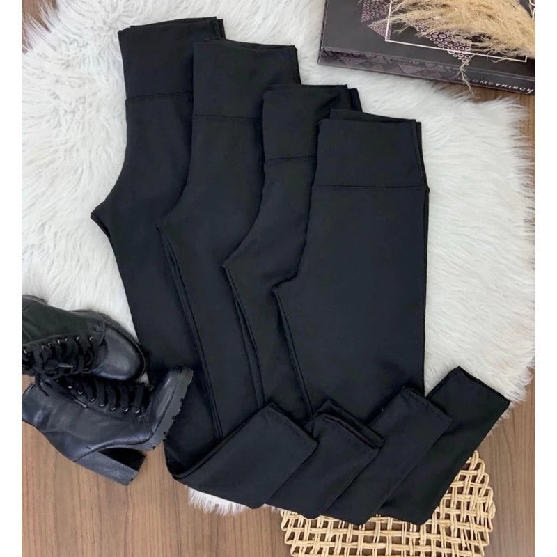 Kit com 3 Leggings Femininas Flaneladas Peluciadas para Inverno