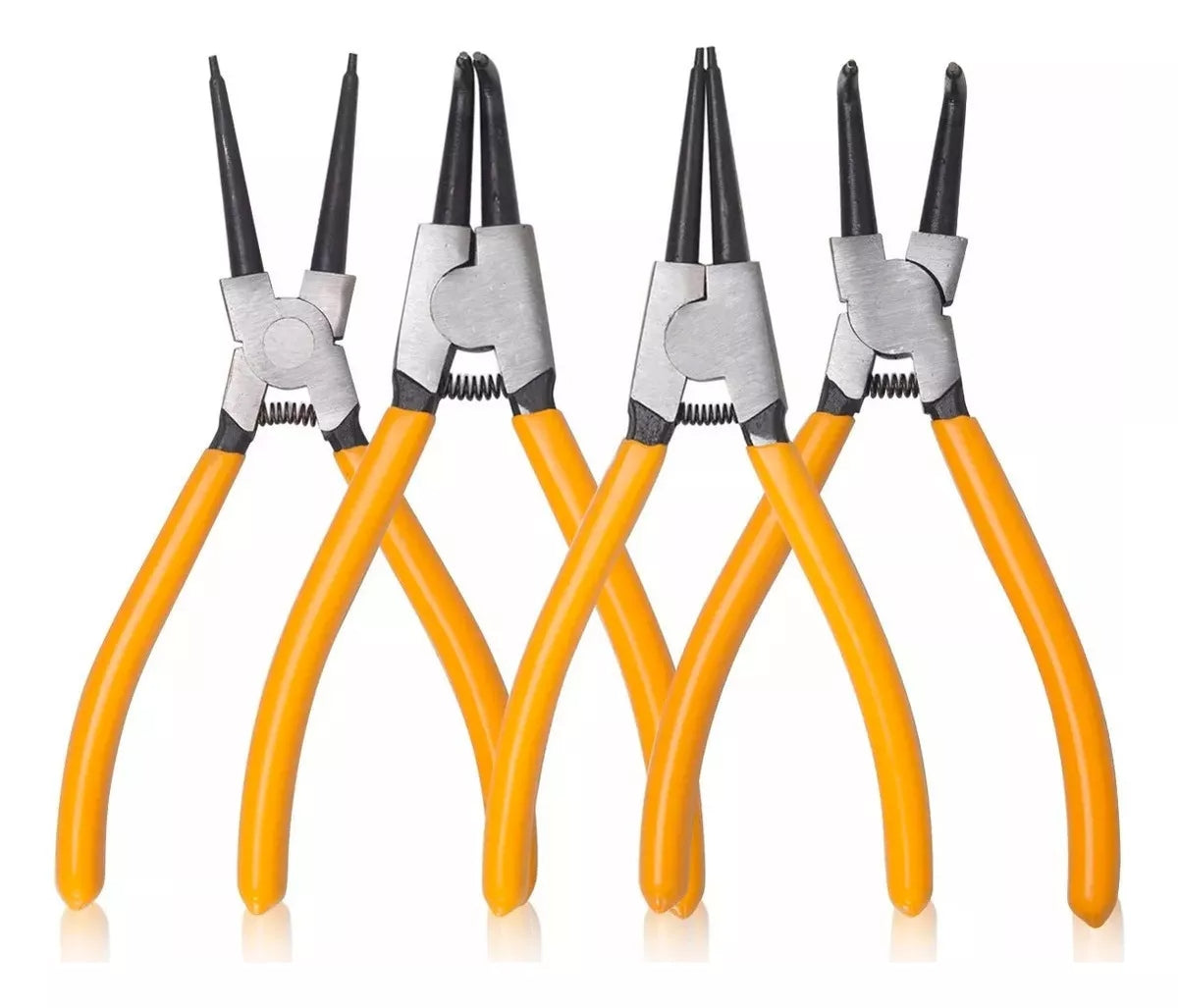 Kit com 4 Alicates para Trava Extrator Anel Interno e Externo