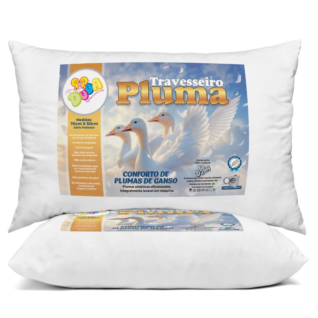 Travesseiro Pluma de Ganso Antialérgico e Macio - Compre 2 Leve 4