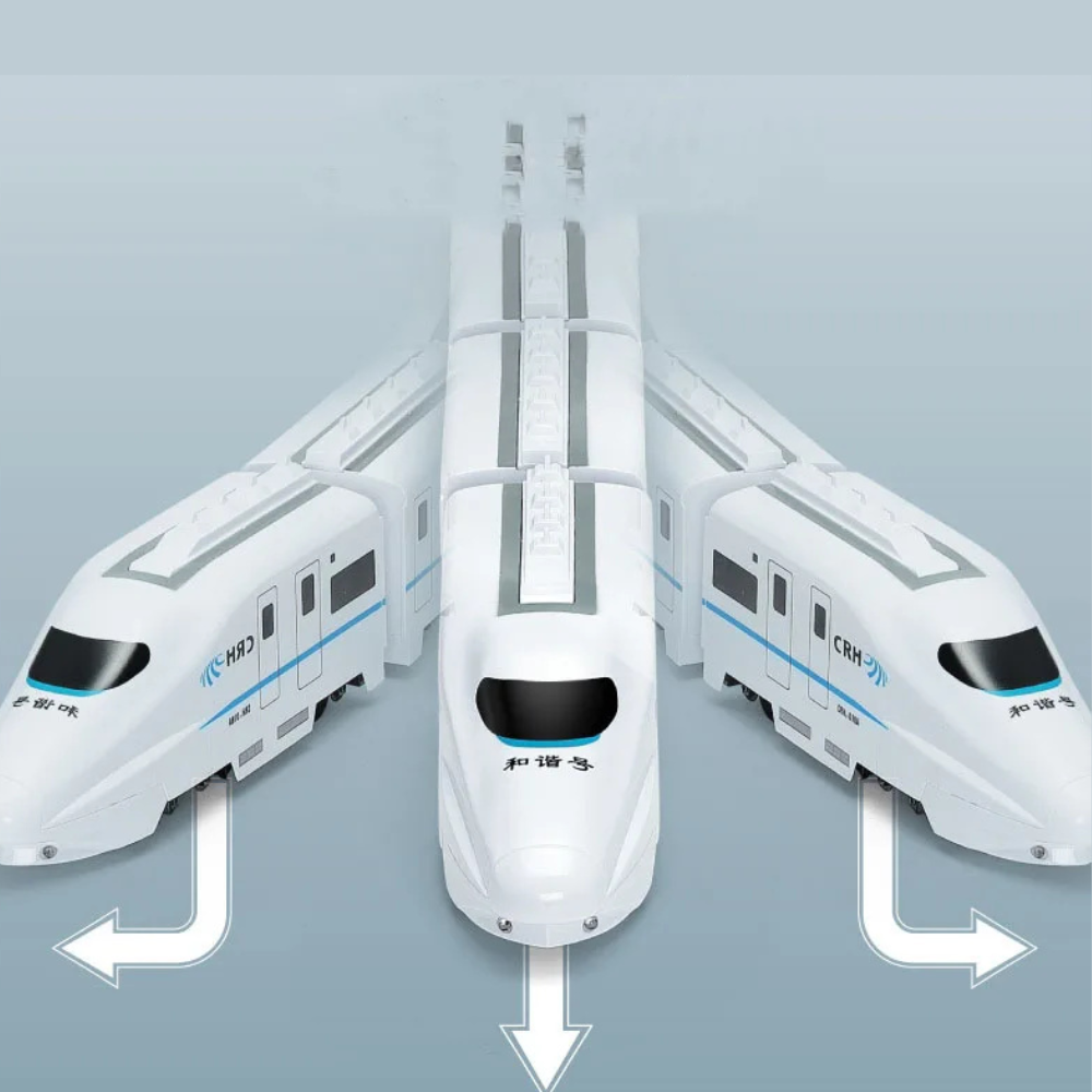 Trem Elétrico de Brinquedo Infantil com Luz e Som – Modelo de Alta Velocidade com 4 Vagões Educativo para Meninos e Meninas