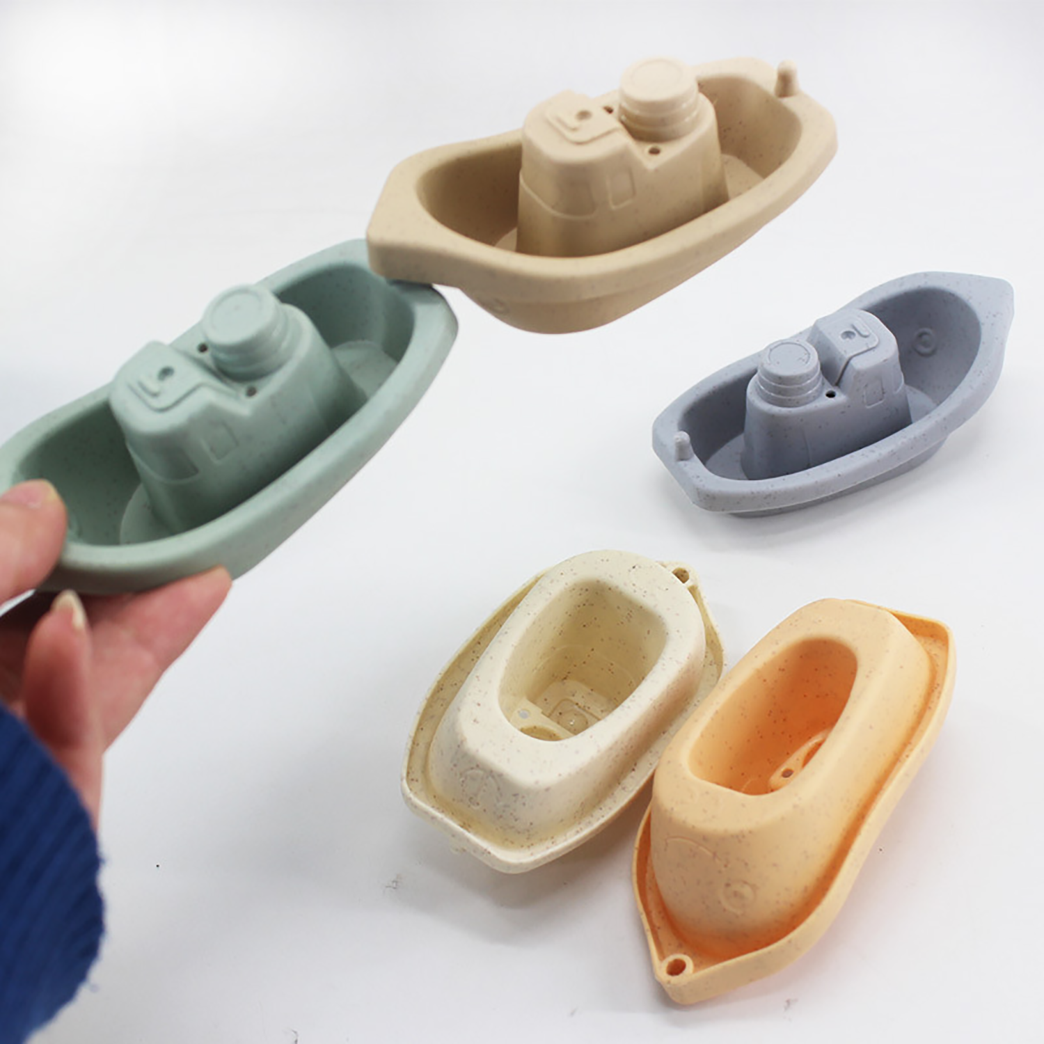 Brinquedo de Banho Infantil Barquinhos Empilháveis – Kit 5 Peças Educativo para Água