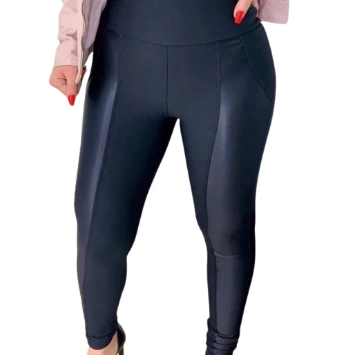 Calça Legging de Inverno Flanelada com Acabamento Cirrê