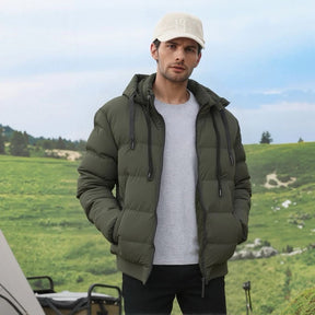 Casaco Masculino Peluciado com Capuz de Inverno