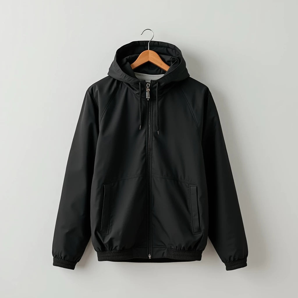 Jaqueta Masculina Corta Vento Forrada com Capuz e Zíper