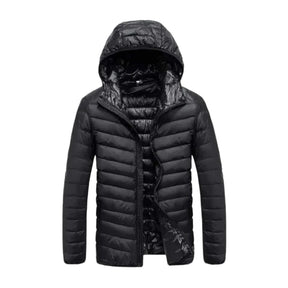 Jaqueta Masculina Puffer Impermeável Capuz Removível