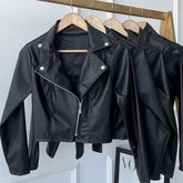 Jaqueta de Couro Feminina com Zíper para Inverno