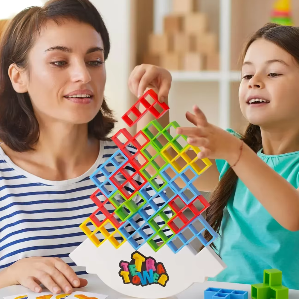 Jogo de Equilíbrio Educativo com Blocos de Empilhamento – Brinquedo Divertido para Crianças e Família