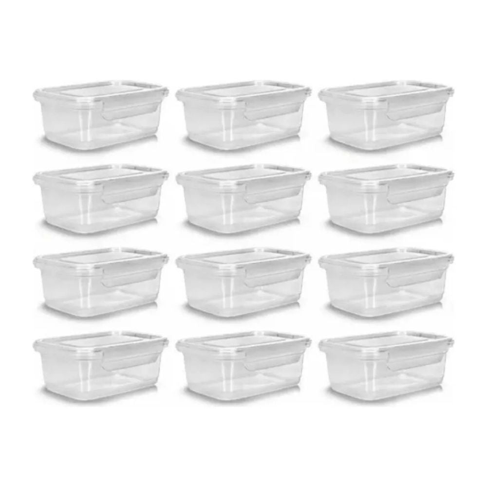 Kit 12 Potes com Trava Transparente Reutilizáveis