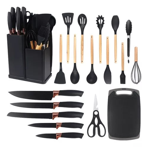 Kit 19 Peças Utensílios de Cozinha Completo com Tábua