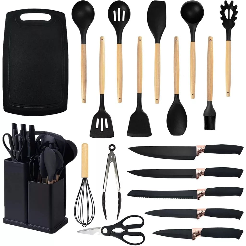 Kit 19 Peças Utensílios de Cozinha Completo com Tábua