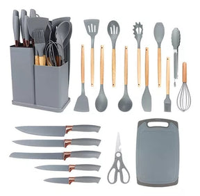 Kit 19 Peças Utensílios de Cozinha Completo com Tábua