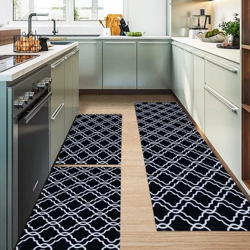 Kit 3 Tapetes Cozinha Antiderrapante Geométrico