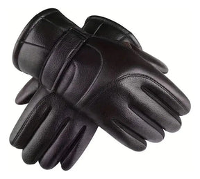 Luva de Couro Impermeável Térmica com Touch para Motoqueiro