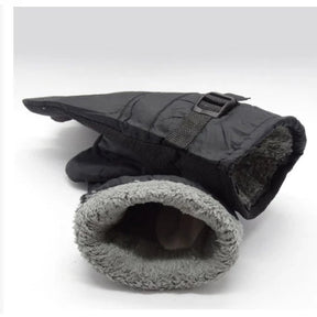 Luva de Couro Impermeável Térmica com Touch para Motoqueiro