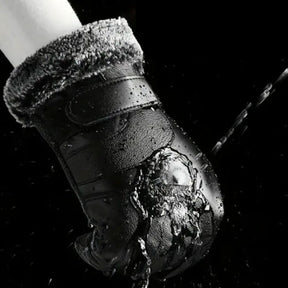 Luva de Couro Impermeável Térmica com Touch para Motoqueiro