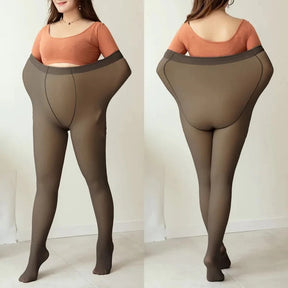 Meia-Calça Térmica Feminina Plus Size Forrada de Lã