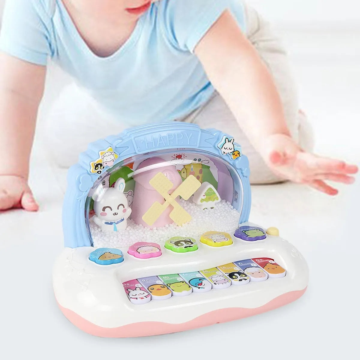 Piano Infantil Eletrônico com Floco de Neve – Brinquedo Musical com Luzes, Sons e Teclas Interativas