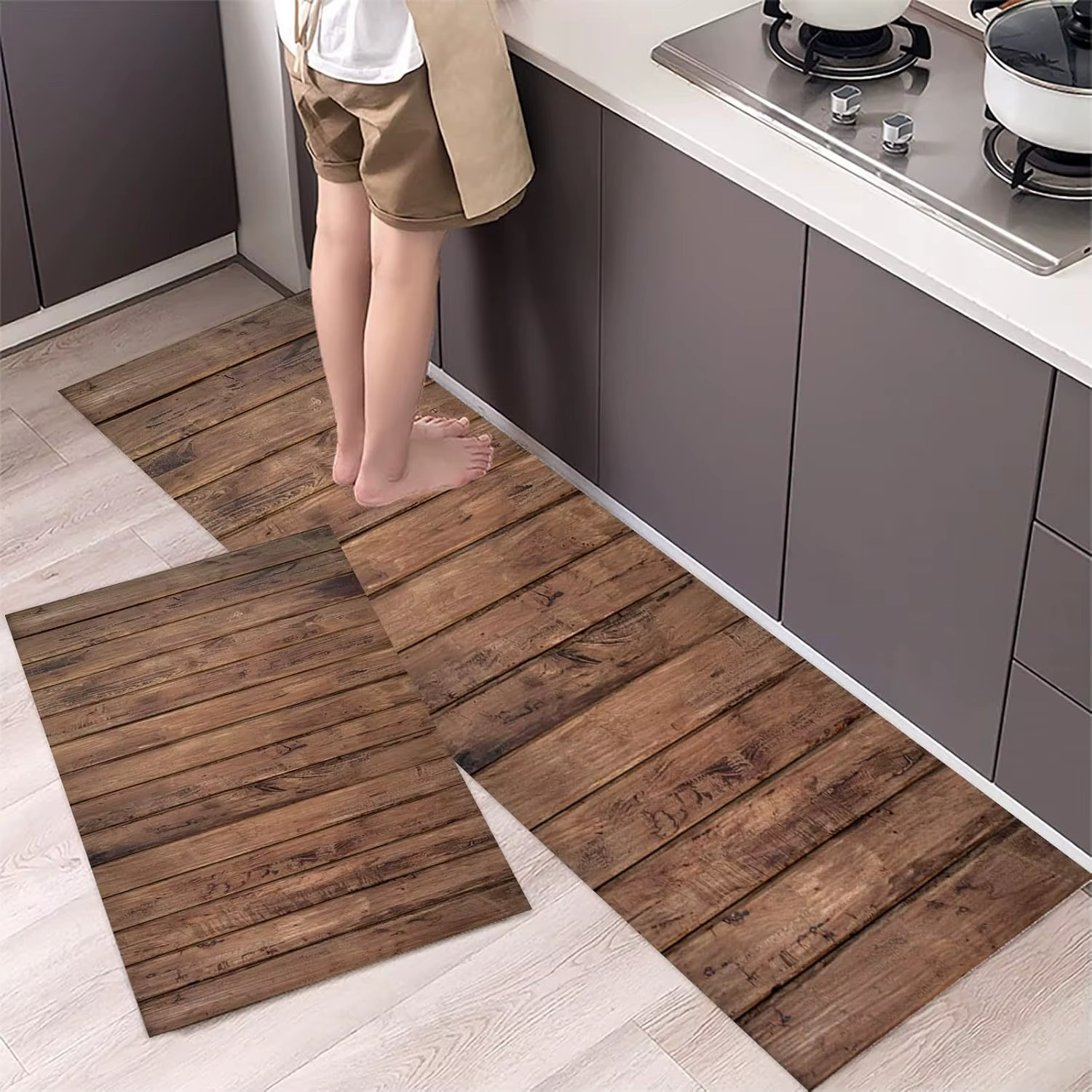 Tapete Decorativo de Madeira – Cozinha, Entrada e Banheiro com Absorção Rápida