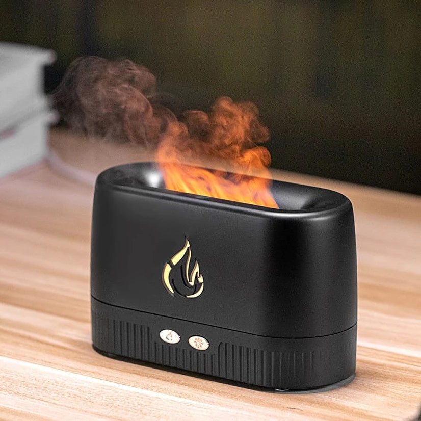 Umidificador de Ar Ultrassônico com Luz LED Chama e Aromaterapia